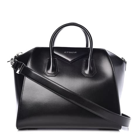 givenchy shiny lord calfskin small antigona black|Small Antigona bag in Box leather .